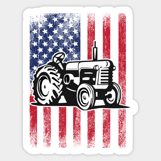 Tractor Tractor USA Flag Tractor Sticker TeePublic